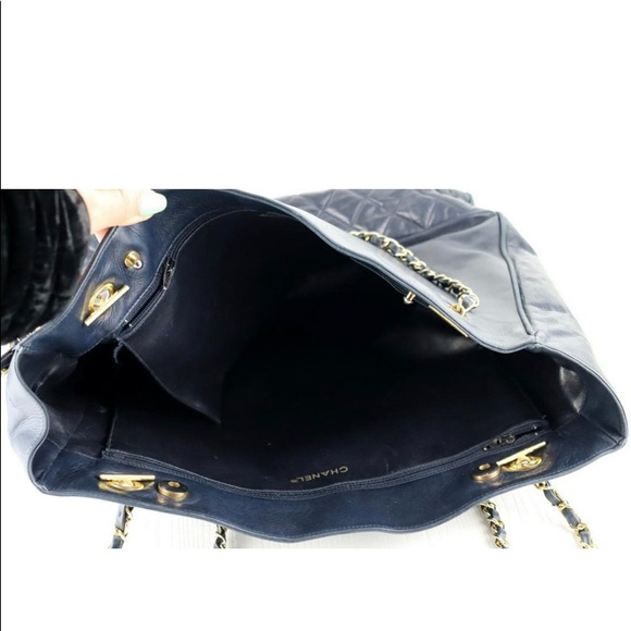 Chanel Navy Quilted Tote Handbag - Picture 13 of 16
